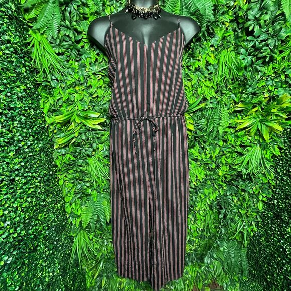 Women Jumpsuit Pants 3XL‎ Black Red Striped Stretch Waist AMBIANCE 1222 - Picture 4 of 7